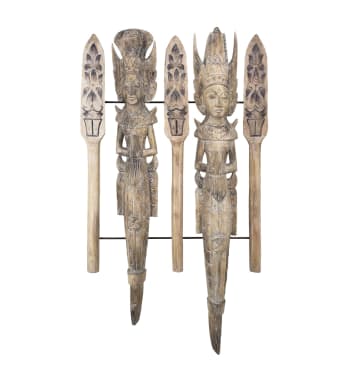 Ethnic - Figura diosas talladas en madera beige