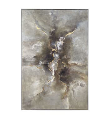 Berna - Cuadro al óleo de madera gris, 100x150 cm