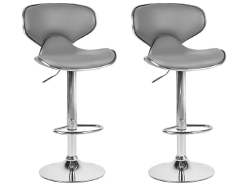 Conway - Lot de 2 chaises de bar en cuir PU gris