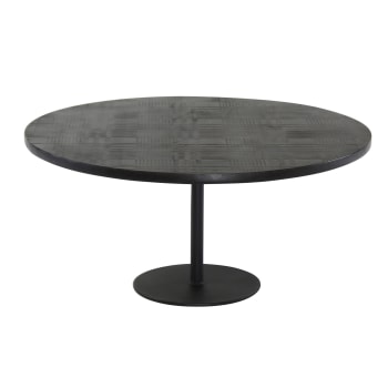 Ubu - Table basse ronde en bois de manguier noir