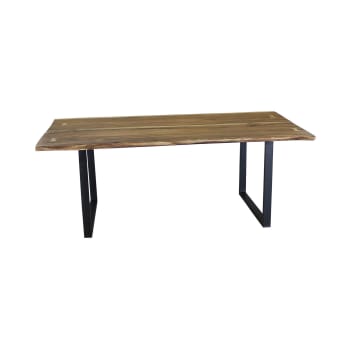 Calao - Table en bois d'acacia et pieds en métal noir 200cm