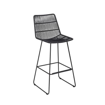 Con dap - Chaise de bar extérieur en polypropylène noir et pieds en métal noir
