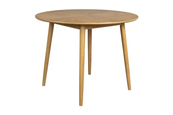 Fabio - Table à manger ronde en bois D100cm bois clair