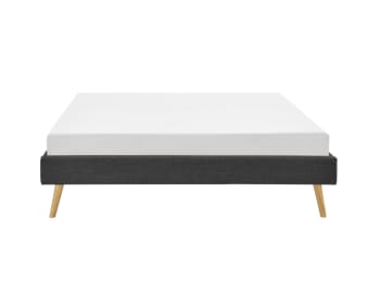 Lora - Cadre de lit avec sommier à lattes - Gris foncé - Largeur 140 cm