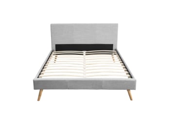 Lodi - Cadre de lit avec sommier à lattes - Gris clair - Largeur 140 cm