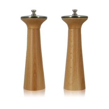 Duo - Set moulin à poivre et sel en bois et inox 20cm