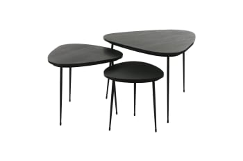 AXIO - Lot de 3 tables d'appoint en marbre noir