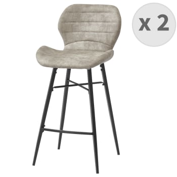 Arizona - Chaise de bar industrielle vintage marron clair/métal noir (x2)