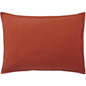 Orange - Taie d'oreiller percale de coton rouge 50x70 cm