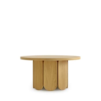 Table basse ronde en bois massif ø84cm - Bois clair Jepara | Maisons du ...