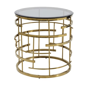 Jupiter - Tavolino moderno in acciaio dorato Ø55cm