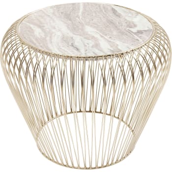 Beam - Table d'appoint ronde en marbre gris et acier doré