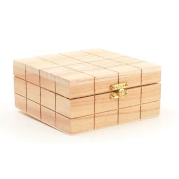 CUBIQUE - Boite carré en bois effet cubique 13x13x6cm