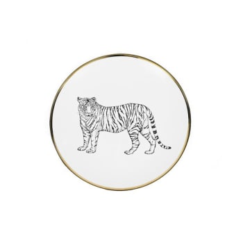 PORCELAINE DE LIMOGES - Assiette à pain porcelaine de limoges tigre 15 cm