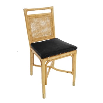 RIVIERA - Chaise rotin et velours marron