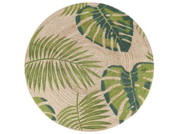 Bugay - Tappeto in Iuta Naturale ⌀ 140 cm Beige e Verde