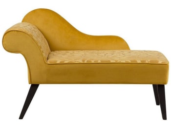Biarritz - Chaise longue velluto giallo modello lato sinistro