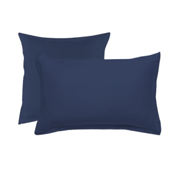 Coton unis - Taie d'oreiller coton  unie bleu 50x70cm