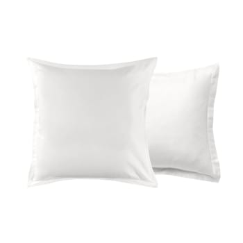 Coton unis - Taie d'oreiller coton  unie blanc 64x64cm