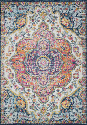 Grand tapis chindi multicolore en coton épais, ambiance contemporaine  colorée, 230x160cm