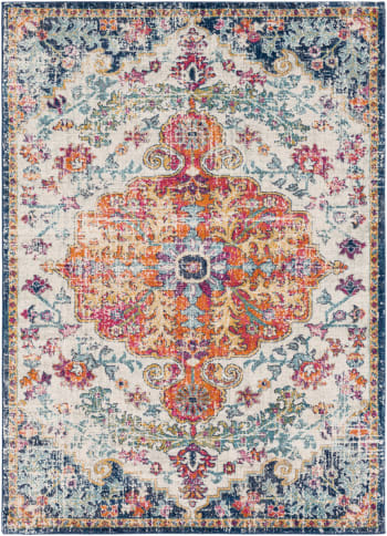 Lou - Orientalischer Vintage Teppich Mehrfarbig/Orange 160x220