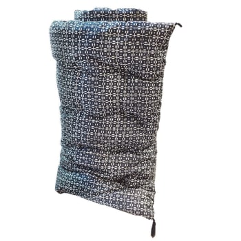 Tessa - Edredon sur-matelas en coton imprimé block print blanc sur fond bleu