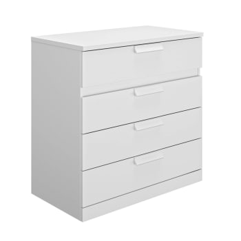 Gaia - Commode 4 tiroirs effet bois blanc