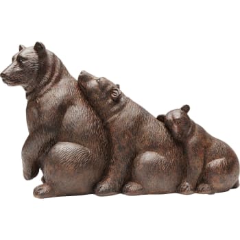 Bear family - Statuette ours sieste en polyrésine marron H20