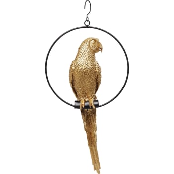 Parrot - Statuette perroquet en polyrésine dorée anneau en acier