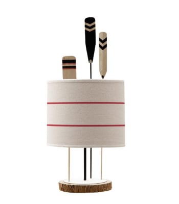 PAGAIES - Lampe à poser 3 pagaies avec abat-jour lin blanc H63cm