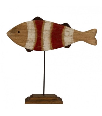 CLOWN - Statue déco à poser en bois et métal poisson clown L58,5cm