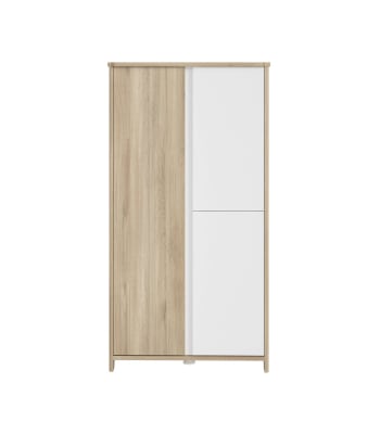 Sacha - Armoire 3 portes bois et blanc Bébé - 95 x 185 cm