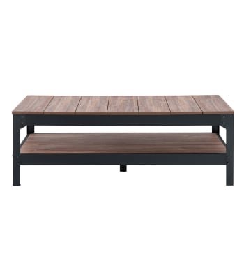 Tavolo basso in metallo nero e legno - L117 cm