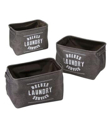 Cesto para ropa sucia con tres compartimentos fabricado de poliéster en  color gris Trío Grey WENKO