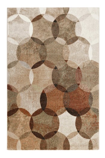 Modernina - Tapis contemporain motifs cercles bruns 120x170