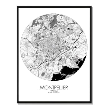 Affiche Montpellier Carte ronde 40x50