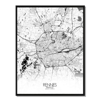 Affiche Rennes Carte N&B 40x50