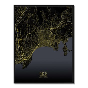 Affiche Nice Carte Nuit 40x50
