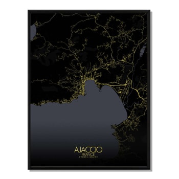 Affiche Ajaccio Carte Nuit 40x50