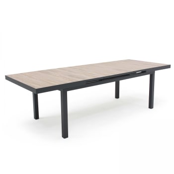 Tivoli - Table extensible aluminium et céramique imitation bois