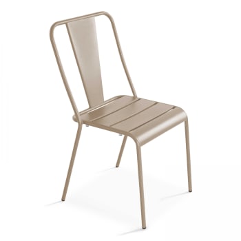 Dieppe - Chaise de jardin bistrot en métal taupe