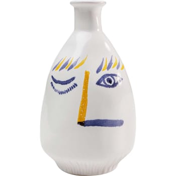 Art face - Vaso moderno in gress bianco 23x12x14 cm