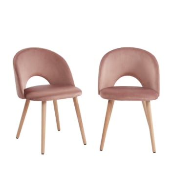 Bratina - Lot de 2 chaises en velours vieux rose
