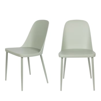 Pip - Lot de 2 chaises en résine et métal - Vert d'eau