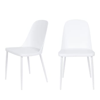 Pip - Lot de 2 chaises en résine et métal - Blanc