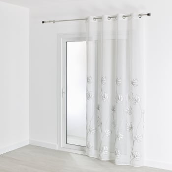 Voilage au style floral polyester blanc 140x240 cm