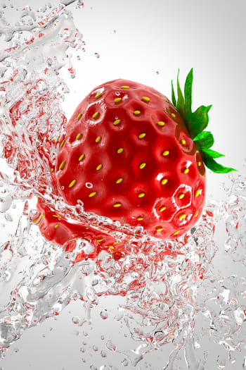 FRAISE - Tableau fraise et goutte d'eau imprimé sur alu 30x45cm