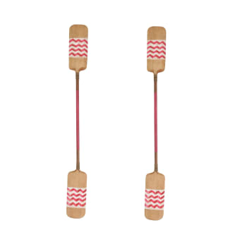 Fufoa - Lot de 2 pagaies en bois avec rayures roses 185cm
