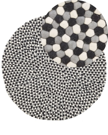 Penek - Tapis en tissu noir 140x140cm