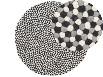 Penek - Tappeto lana nero beige e grigio ø 140 cm